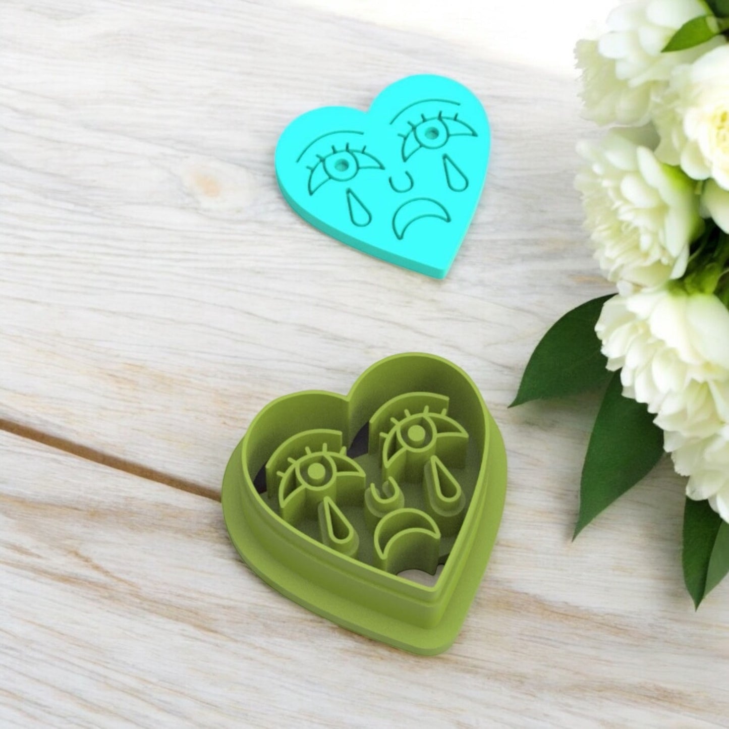 Cortador de argila de polímero de lágrima de coração