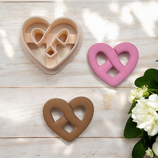Corazón Pretzel 1 - Cortador para hacer pendientes de arcilla polimérica