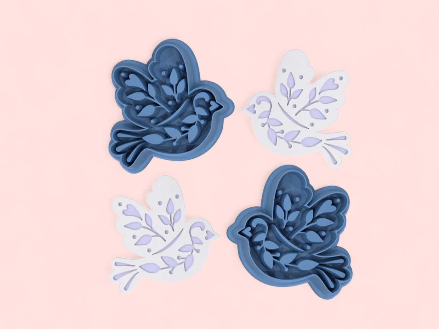 Cortador de argila de polímero de pássaro floral