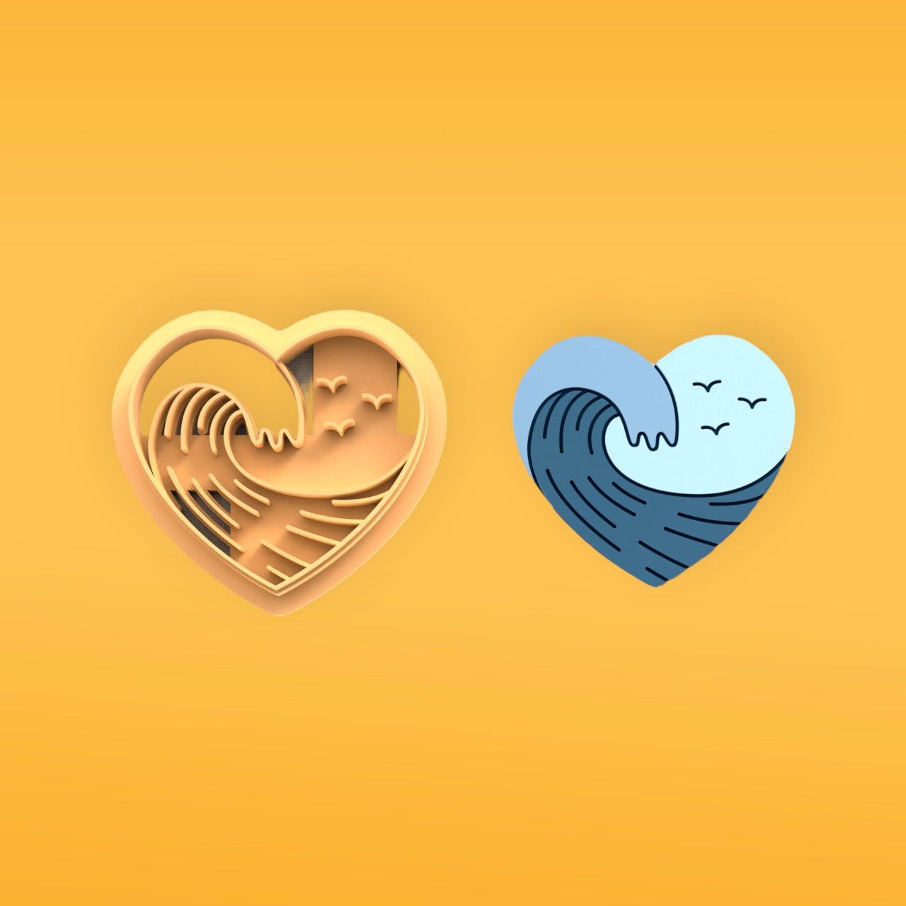 Cortador de argila de polímero Heart Sea