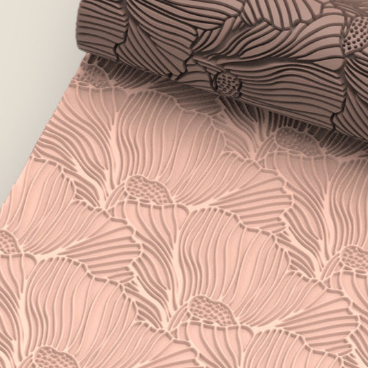 21-Rodillo textura petalos de flores para arcilla polimérica