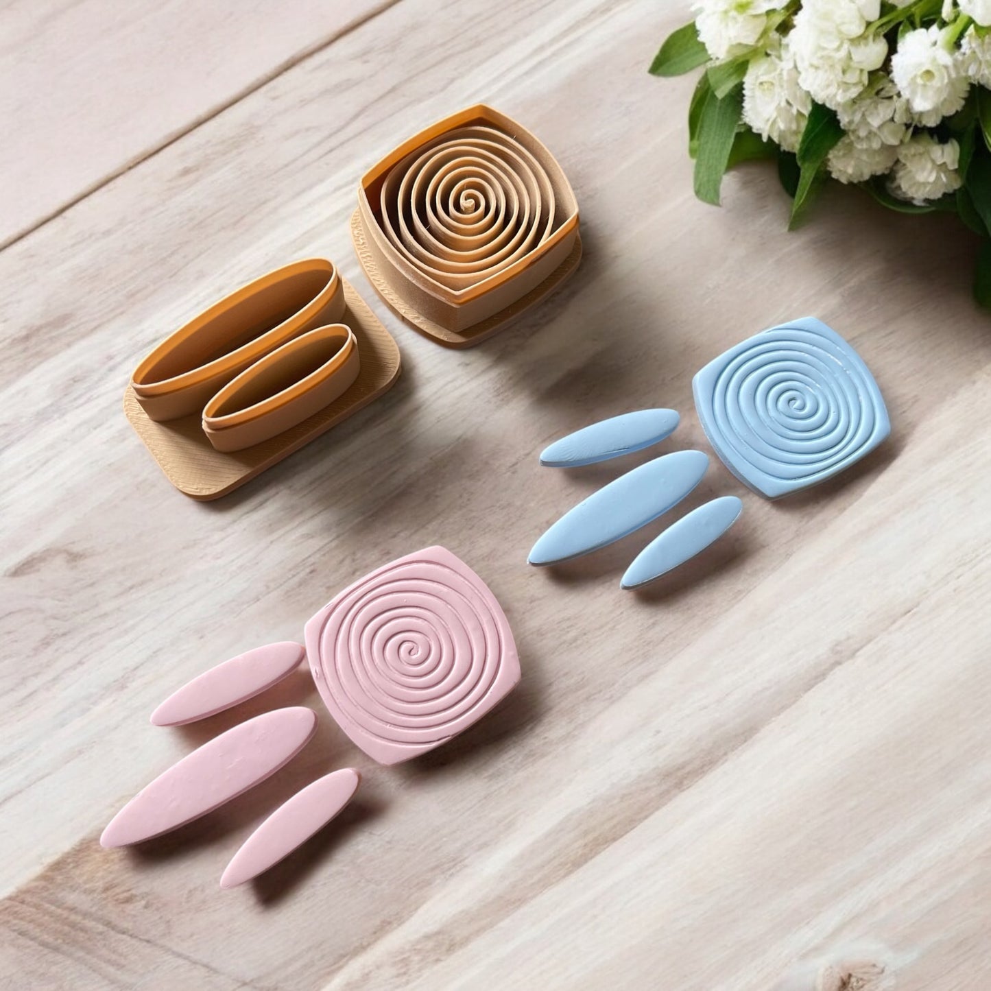 Combo espiral cuadrado cortador para arcilla polimerica