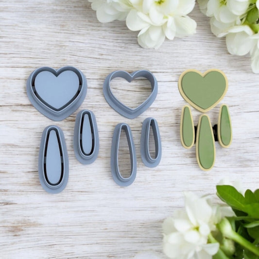 Combo corazón 13 B - Cortador para hacer pendientes de arcilla polimérica