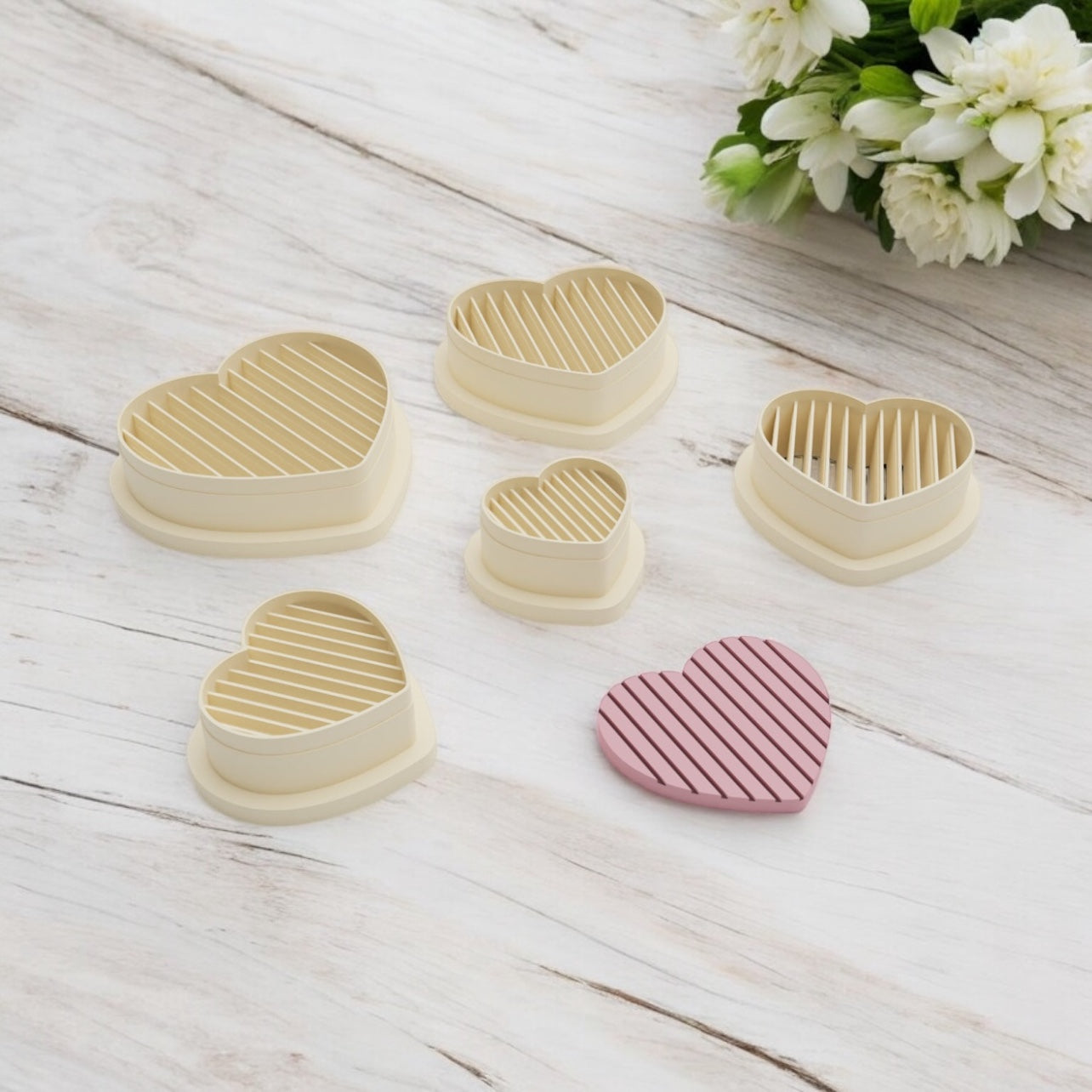 Corazón Rayas - Cortador para hacer pendientes de arcilla polimérica