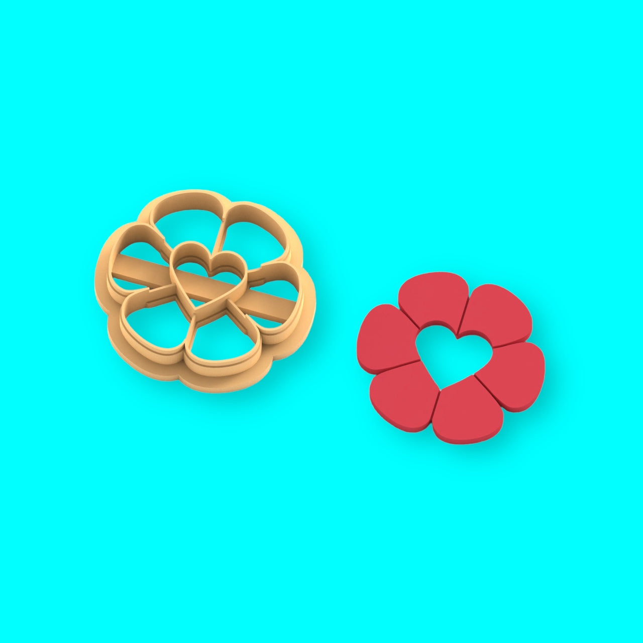 Cortador de argila de polímero de coração de flor