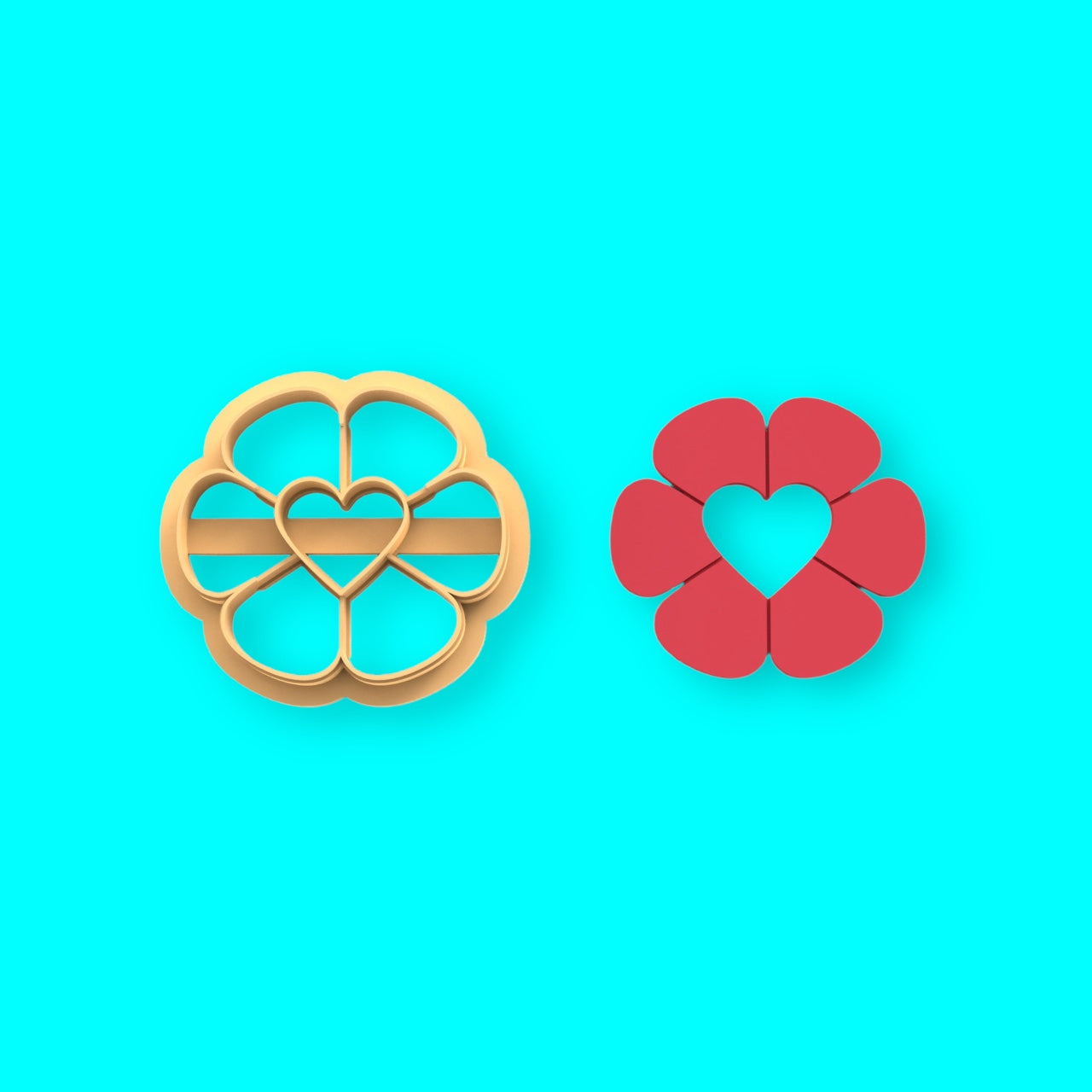 Cortador de argila de polímero de coração de flor