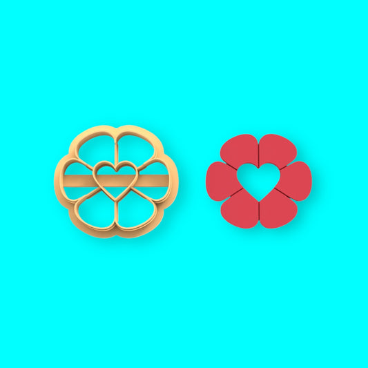 Cortador de argila de polímero de coração de flor