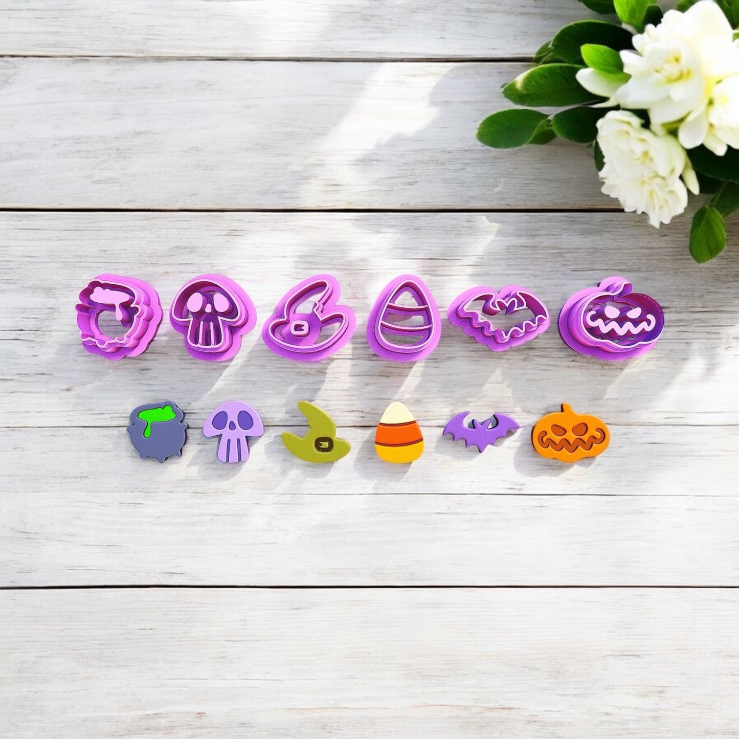 Set de découpe Halloween pour réaliser des boucles d'oreilles en pâte polymère