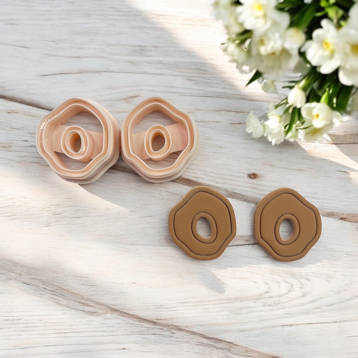 Circulo organico doble agujero centro cortador para arcilla polimerica