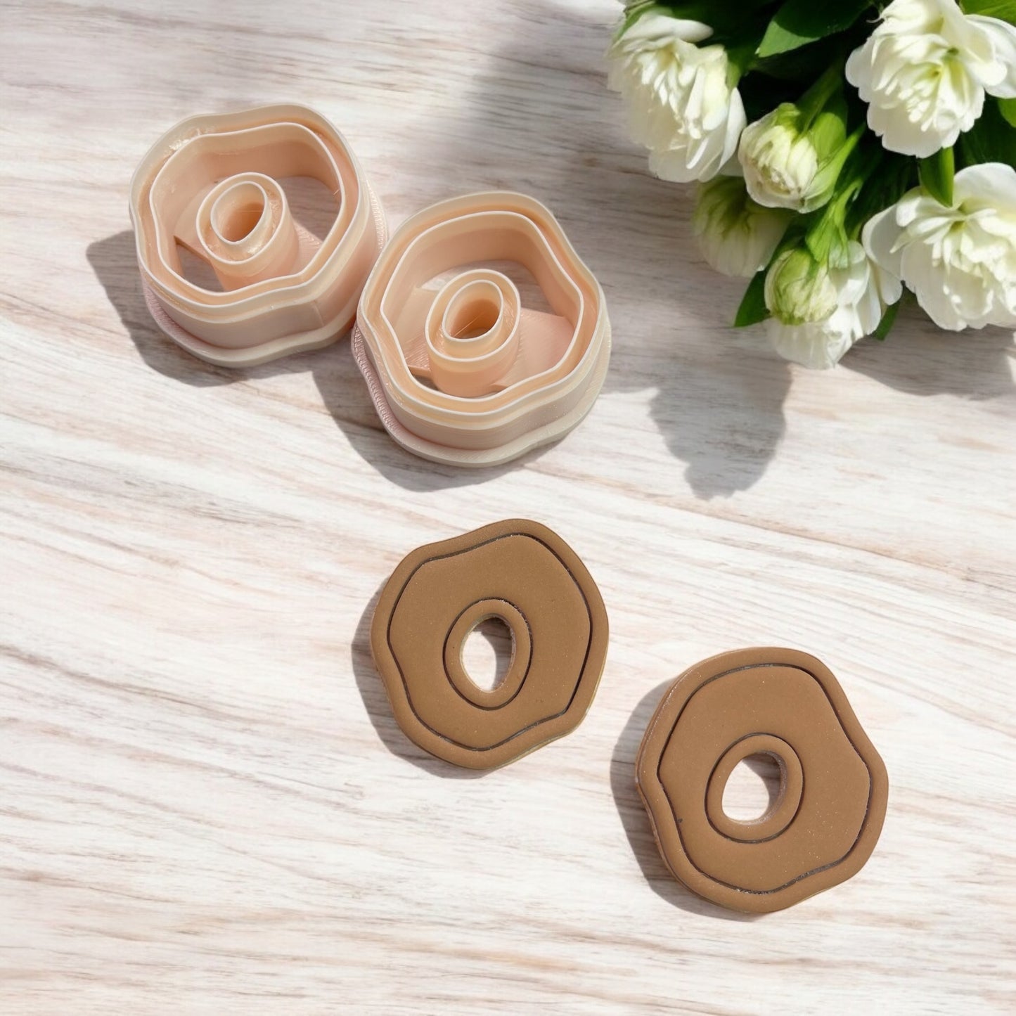 Circulo organico doble agujero centro cortador para arcilla polimerica