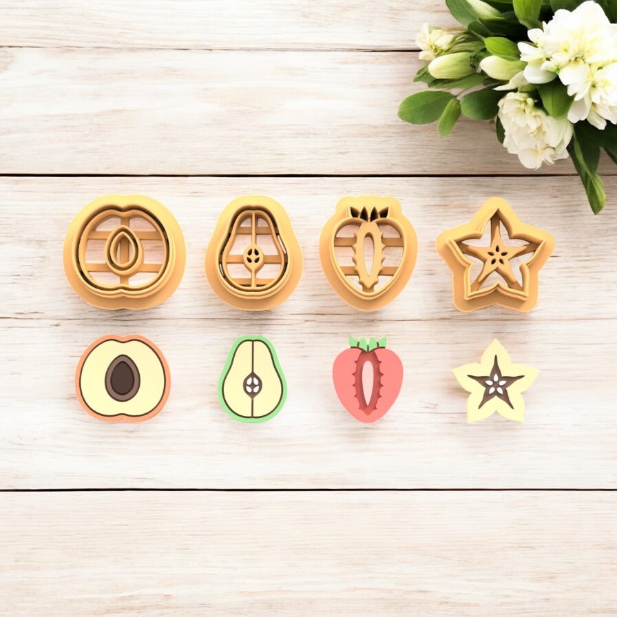 Cortadores Arcilla Polimérica Frutas | Fresa Papaya Pera Mango | MiniPekas