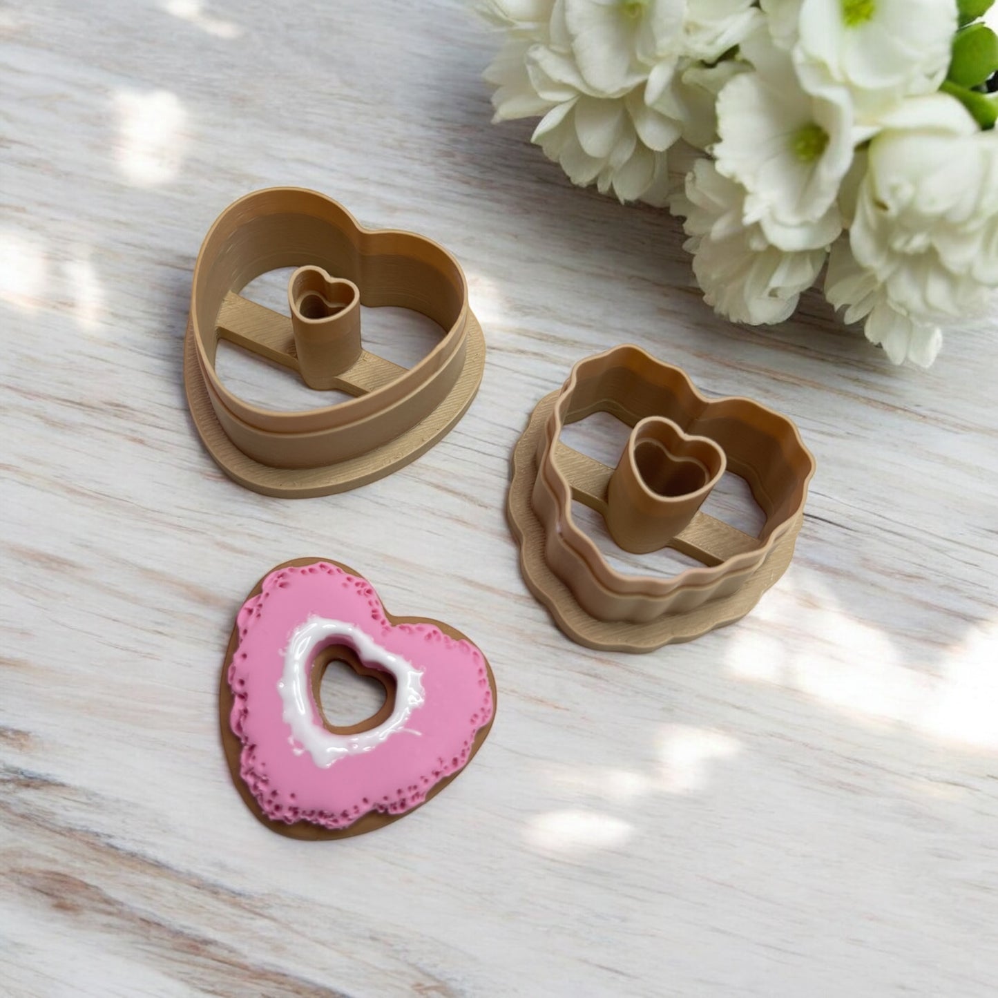 Corazón donut galleta 16 - Cortador para hacer pendientes de arcilla polimérica