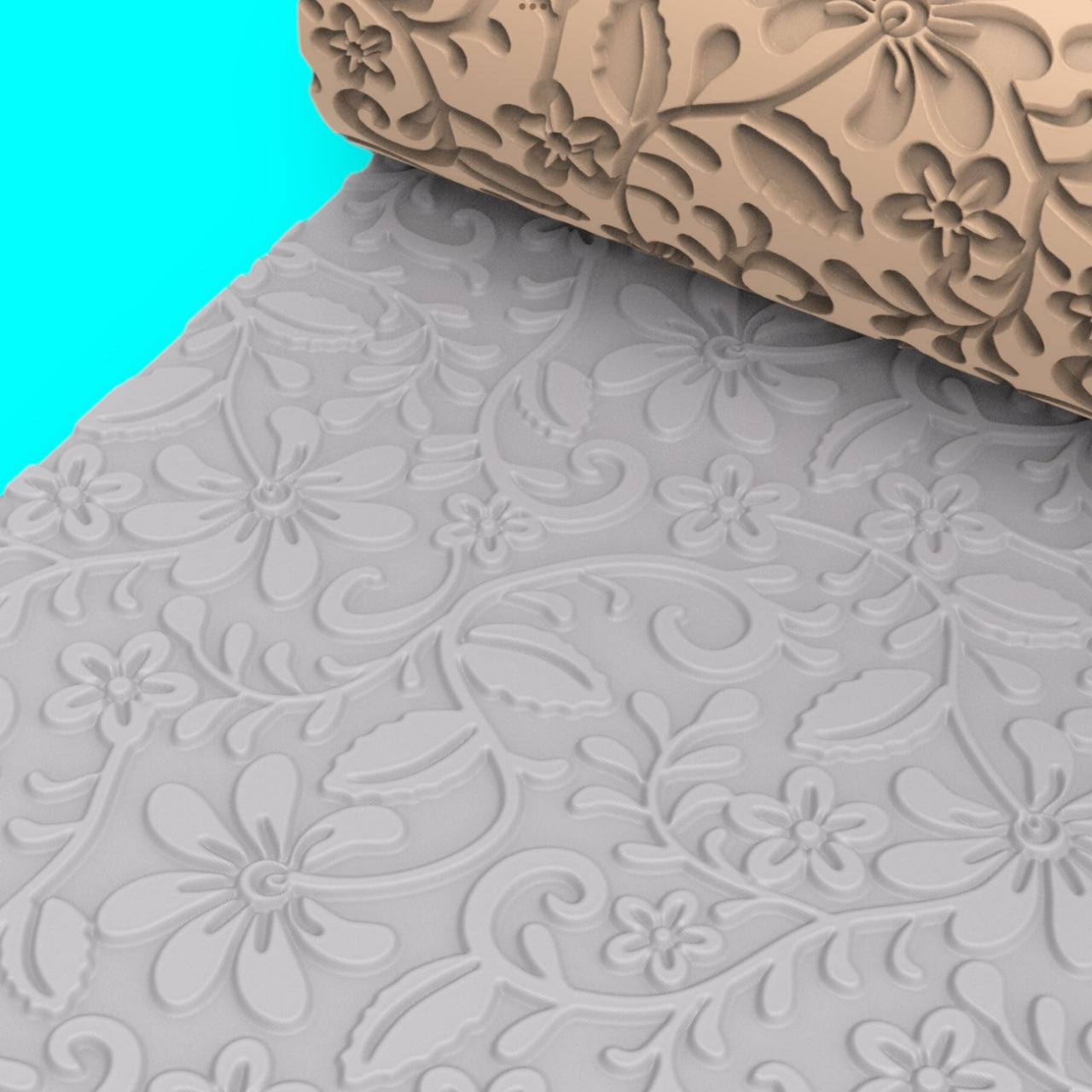 Floral texture roller h for polymer clay
