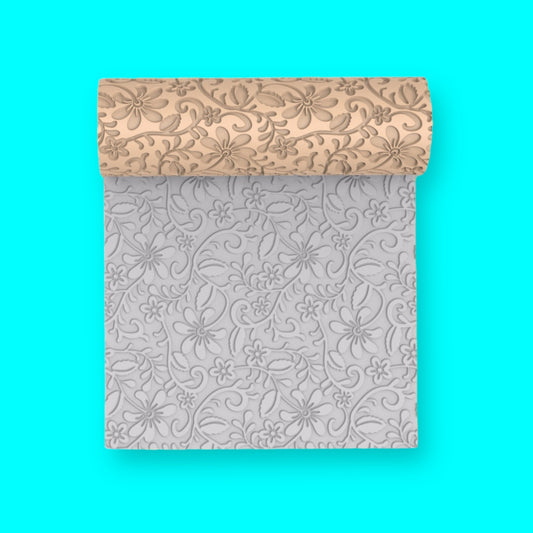 20-Rodillo textura floral h para arcilla polimérica