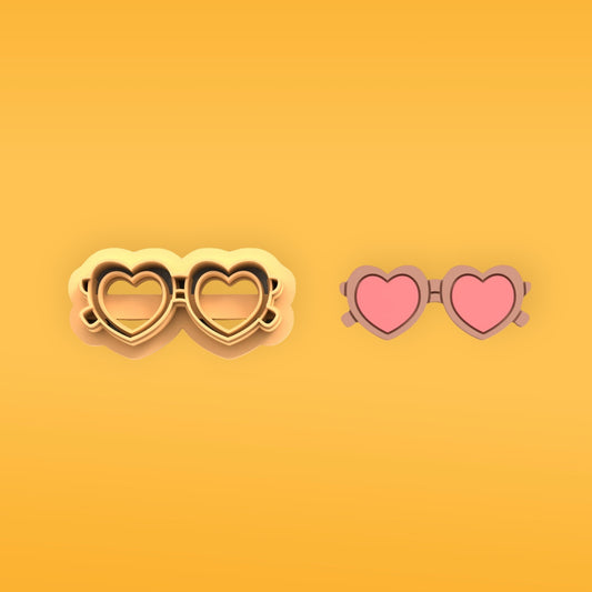 Heart glasses polymer clay cutter