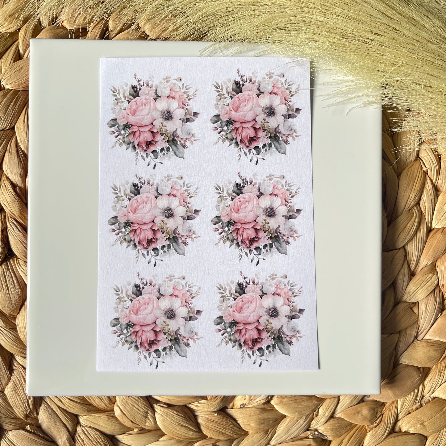 Papel  de transferencia ramo flores soluble en agua #1