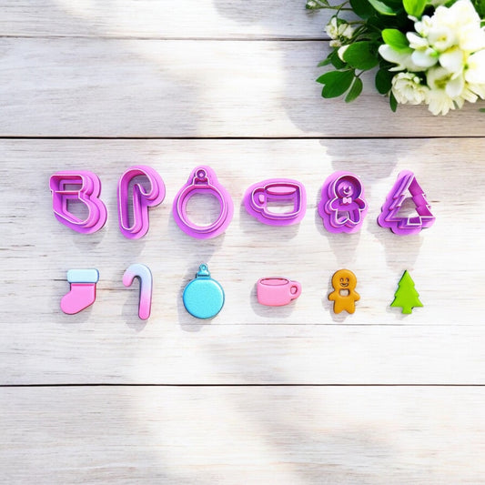 Set coupe-goujon de Noël pour réaliser des boucles d'oreilles en pâte polymère