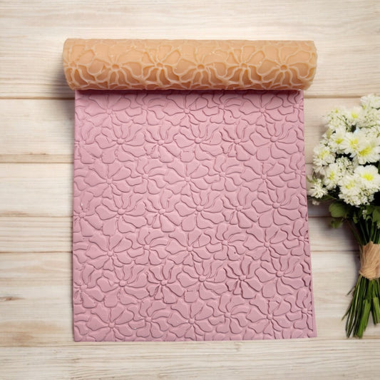 62-Rodillo textura flor matisse para arcilla polimérica