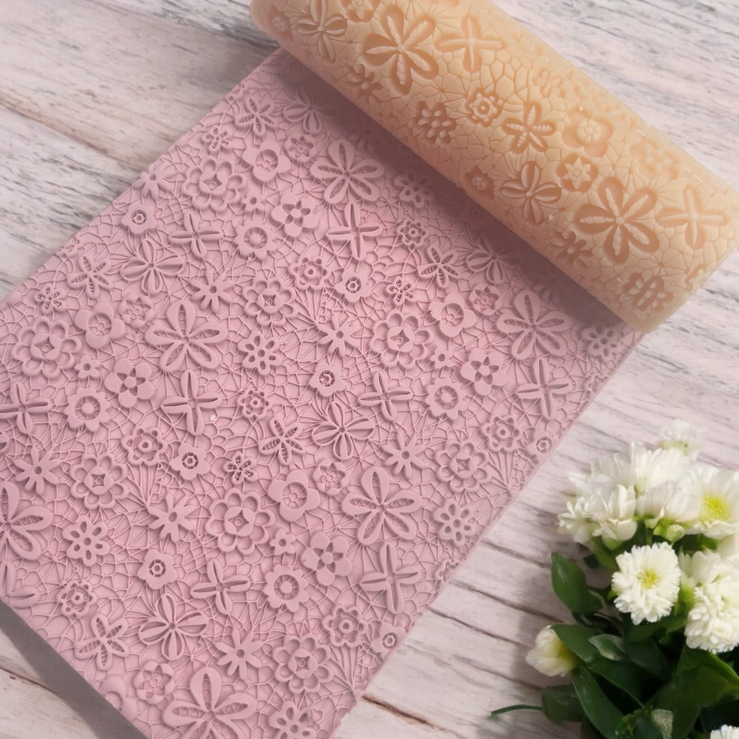 65-Rodillo textura encanje para arcilla polimérica